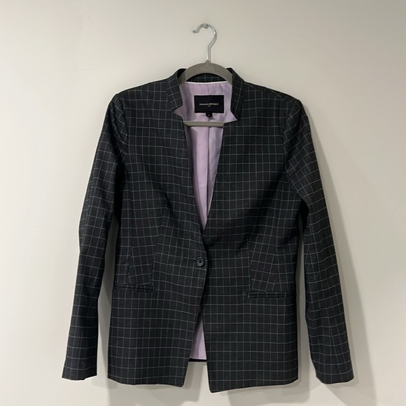 Banana Republic Factory Washable Windowpane Inverted Collar Blazer 8 - Picture 3 of 8